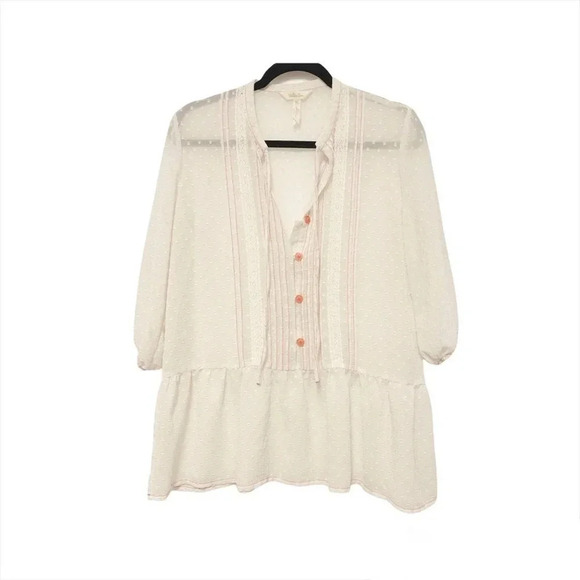 Matilda Jane Light the Way Blouse - EUC - Sheer Boho Peasant Top - Swiss Dot - Picture 9 of 9